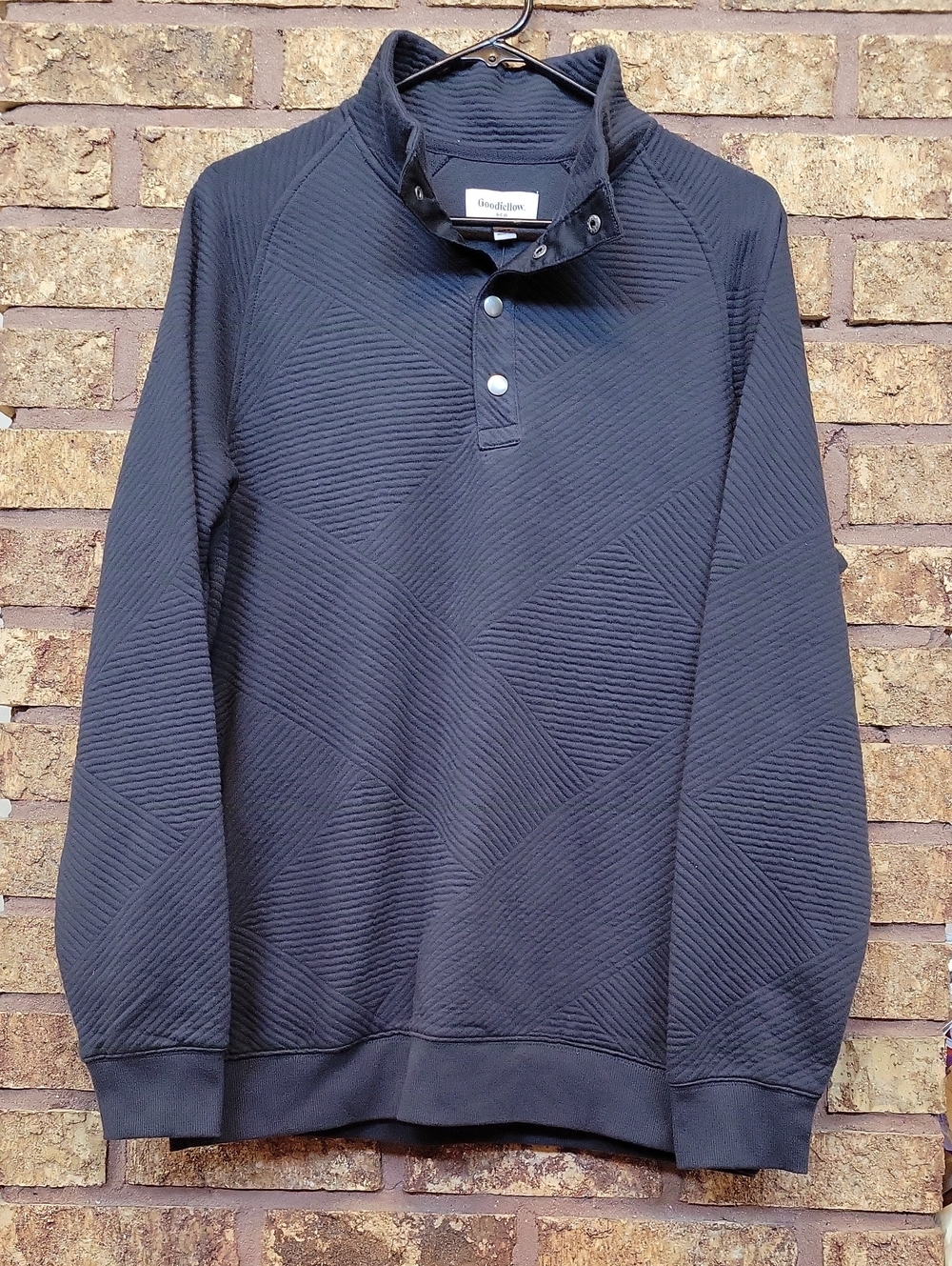Goodfellow & Co Ribbed Cotton Pullover Quarter Button Casual Size Medium